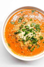 creamy tomato basil soup with parmesan