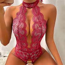 Amazon.com: Ombhsd Lingerie for Women Lace Open Bra Crotchless Sleepwear  Underwear Plus Size Transparent Bra Bodysuit Clothes (Color : Wine Red,  Size : XX-Large) : Clothing, Shoes & Jewelry