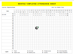 monthly employee attendance sheet in excel