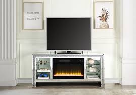 Mirrored Tv Stand W Fireplace Led