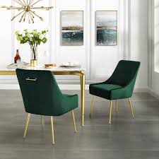 Kelly emerald green luxury velvet dining chair. Inspired Home Capelli Emerald Gold Velvet Metal Leg Armless Dining Chair Set Of 2 Ad91 02em2 Hd The Home Depot