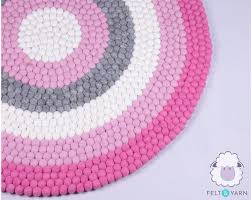 pink six layer rainbow felt ball rug