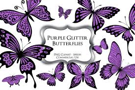 purple glitter erflies png clipart