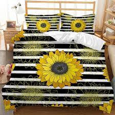 Striped Bedding Sunflower Duvet Cover