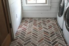 herringbone brick paver floor
