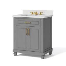 Make a quick update (or revamp the entire room!) with irresistible deals on bathroom vanities and more. Home Decorators Collection Grovehurst 30 In W X 34 5 In H Bath Vanity In Antique Grey With Engineered Stone Vanity Top In White With White Basin Hdc30dgv The Home Depot