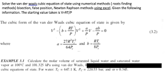 Solve The Van Der Waals Cubic Equation