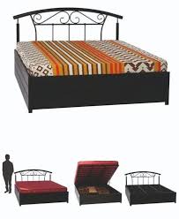 Black Metal Queen Size Bed With Storage