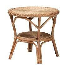Natural Brown Round Rattan Coffee Table