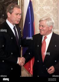 U.S. President George W. Bush and Slovenian President Milan Kucan meet at  Brdo Castle in Ljubljana, June 16, 2001. The president is scheduled to meet  with Russian President Vladimir Putin later in