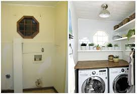 The real benefit is that you can easily add outlets to the area, reducing the cost of installing the washing machine. Laundry Room Makeover Diy Plywood Countertop Ugly Duckling House