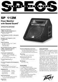 peavey portable speaker sp 112m user