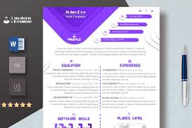 One Page Resume Template Cover Letter For Microsoft Word Clean Resume Professional Cv Instant Download 100 Customizable