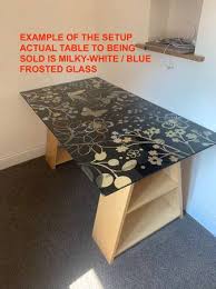 Desk Frosted Glass Top Beech Color