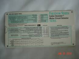 Details About Nice 1994 Freedom Series Nema Cutler Hammer Motor Circuit Selector Slide Chart
