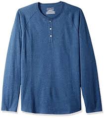 Amazon Essentials Mens Regular Fit Long Sleeve Henley Shirt Blue Heather X Large