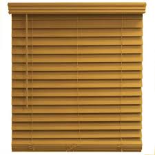 Faux wood blinds will not warp in humidity and they are an affordable alternative to real wood blinds. Home Decorators Collection Chestnut Cordless 2 1 2 In Premium Faux Wood Blind 35 In W X 48 In L Actual Size 34 5 In W X 48 In L 10793478395194 The Home Depot