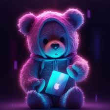 cute teddy bear cartoon clothes neon
