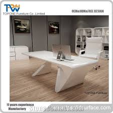 Whether telecommuting from home or working at the office, the rectangular desk is all about functionality and order. New Design Fashion Artificial Marble Stone Stone Executive Office Desk Interior Stone Acrylic Solid Surface White Office Desk Tops Factory Price Interior Stone Office Table Furniture Design For Sale From China