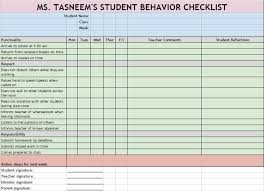 Checklist To Monitor High School Students Behavior That