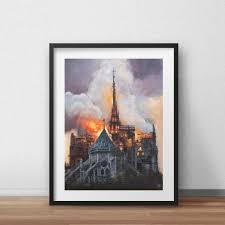 Notre Dame Burning Art Print Wall Art