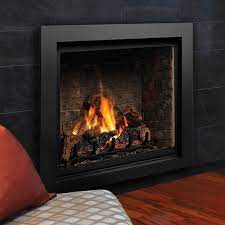 Kingsman Zcv42lp Zero Clearance Clean View Direct Vent Gas Fireplace In In Black Propane Millivolt Ignition Stacked Brick Liner Wide Picture Frame