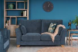 milburn navy fabric 2 seater sofa