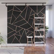 Velvet Black Rose Gold Wall Mural By