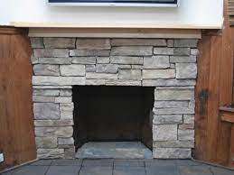 brick fireplace with stone