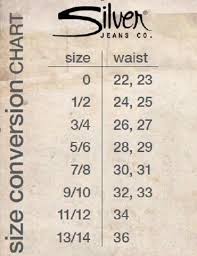 Silver Jeans Sizing Conversion Google Search Garb