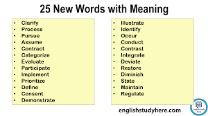 25 new words with meaning english