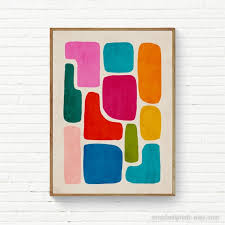 Colorful Abstract Shapes Print Colorful