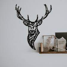 Metal Deer Wall Art Black Deer Head