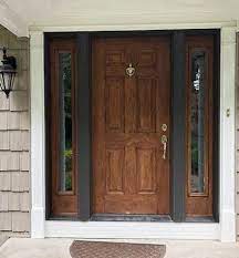 Brown Front Door With Sidelights