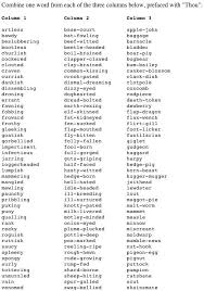 Shakespearean Insults Column B Research Paper Example