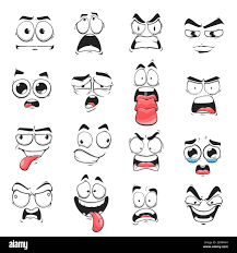 Cartoon face expression isolated vector icons, negative emoji evil, scared  and shocked, gloat, grin, smirk or crazy. Facial feelings yelling, show ton  Stock Vector Image & Art - Alamy