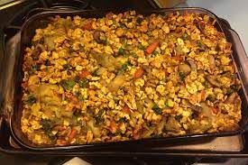 pover matzo kugel with vegetables