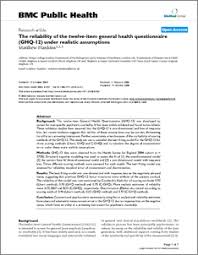 The Reliability Of The Twelve Item General Health Questionnaire Ghq