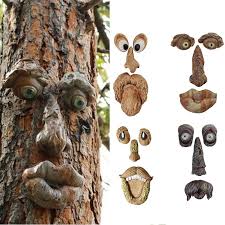 Old Man Whimsical Tree Face Statues