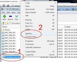 how to split and join files using 7 zip