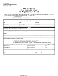 Colorado Vehicle Bill Of Sale For Purged Record Pdf Format