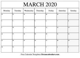 Printable Blank March 2020 Calendar On We Heart It