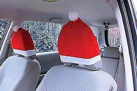 2 Pack Set Santa Hat Car Seat Headrest