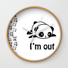I M Out Cute Panda Design Wall Clock