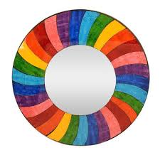 Round Mosaic Wall Mirror Rainbow Waves