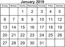 January 2019 Calendar Monthly Printable 2018 Printable Calendar Store