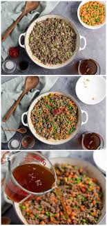 Layer in green peas, carrots, and 1 1/2 cups beef stock. Shepherd S Pie Recipe Amanda S Cookin Ground Beef