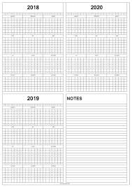 2018 2019 And 2020 Calendar To Print Blank Three Year Template