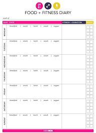 Food Fitness Tracking Sheet Fitness Diary Fitness Planner