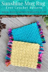 free crochet pattern sunshine mug rug
